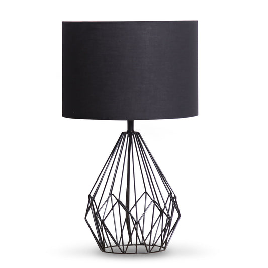 NNEDPE Sarantino Metal Wire Table Lamp in Black Finish With Black Drum Shade-0