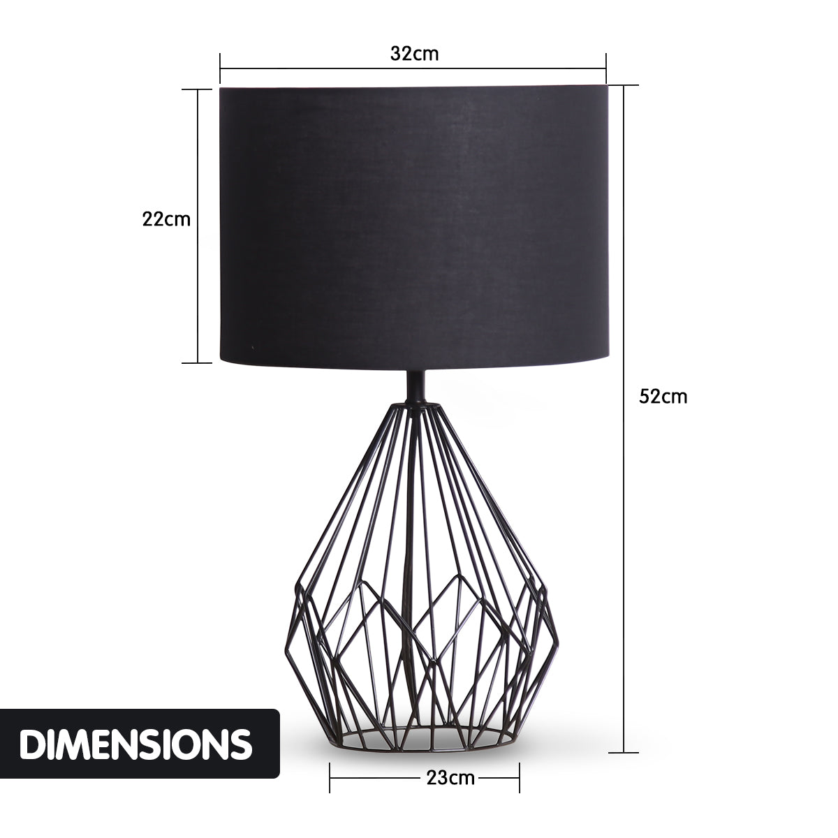 NNEDPE Sarantino Metal Wire Table Lamp in Black Finish With Black Drum Shade-4