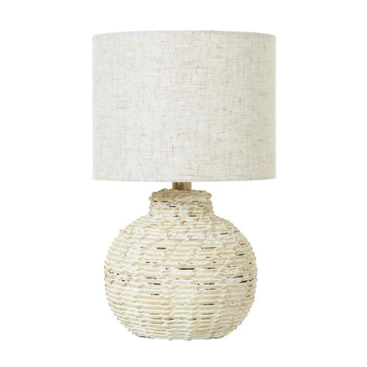 White Wash Small Bulbous Wicker Table Lamp-1