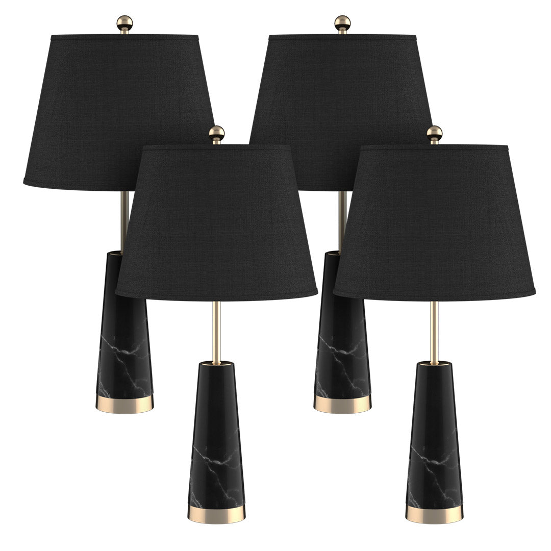 NNEAGS 4X 68cm Black Marble Bedside Desk Table Lamp Living Room Shade with Cone Shape Base-0