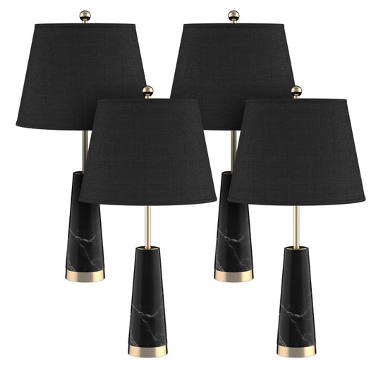 NNEAGS 4X 68cm Black Marble Bedside Desk Table Lamp Living Room Shade with Cone Shape Base-0