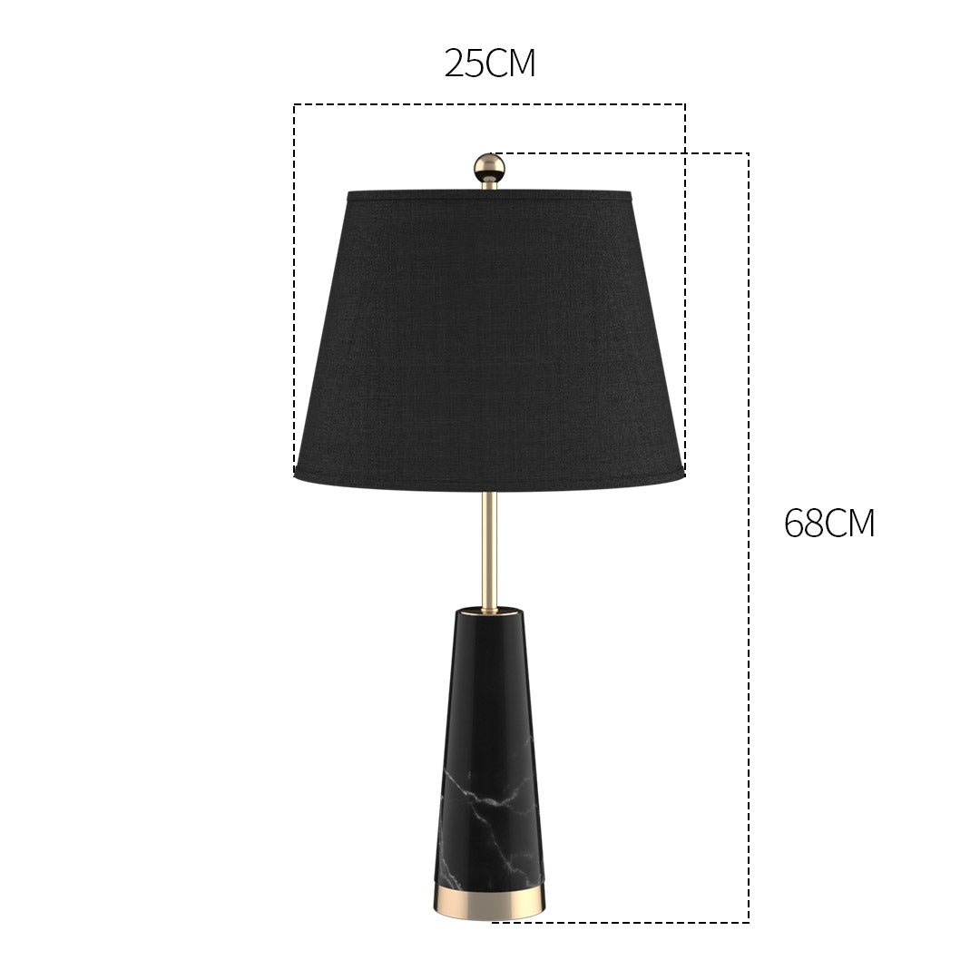 NNEAGS 4X 68cm Black Marble Bedside Desk Table Lamp Living Room Shade with Cone Shape Base-1