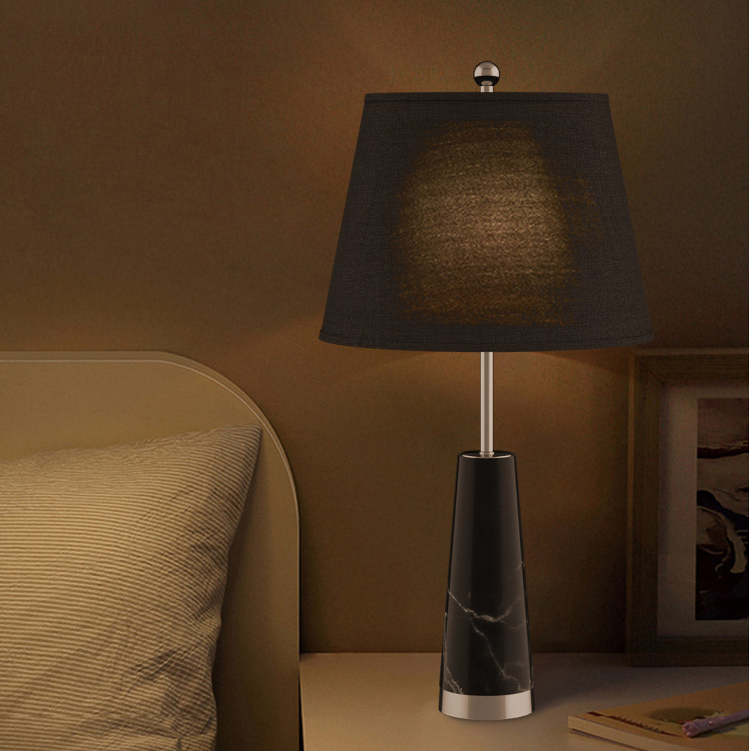 NNEAGS 4X 68cm Black Marble Bedside Desk Table Lamp Living Room Shade with Cone Shape Base-3