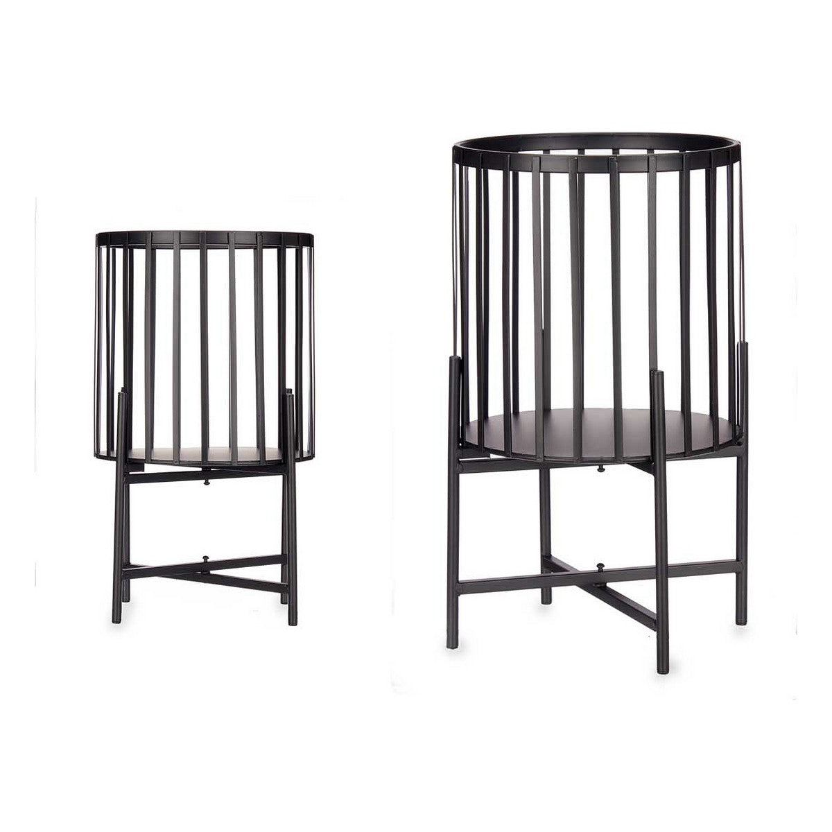 Set of planters 2 Pieces Bars Black Metal