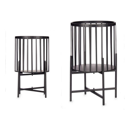 Set of planters 2 Pieces Bars Black Metal