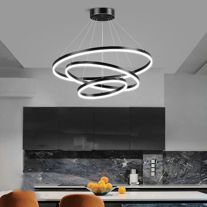 NNEDSZ Gold 4 Rings Minimalist LED Pendant Light Adjustable Circular Chandelier-4