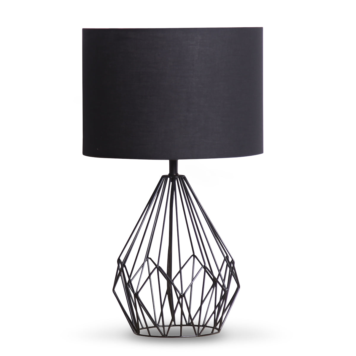 NNEDPE Sarantino Metal Wire Table Lamp in Black Finish With Black Drum Shade-0