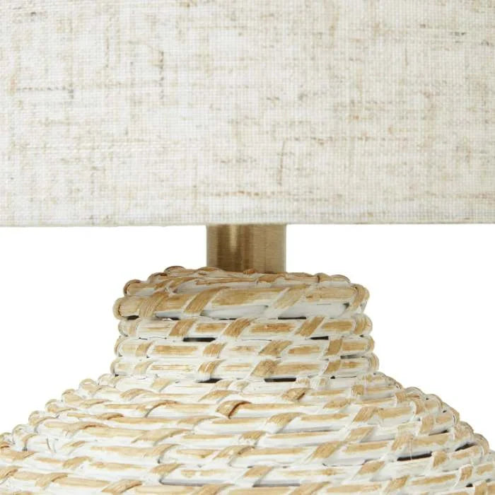 White Wash Small Bulbous Wicker Table Lamp-2