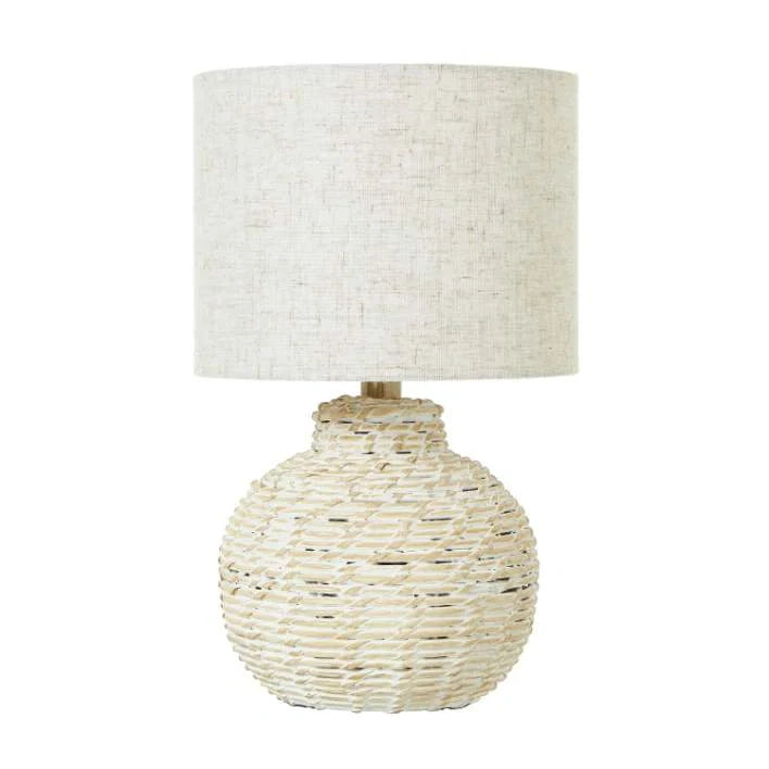 White Wash Small Bulbous Wicker Table Lamp-1